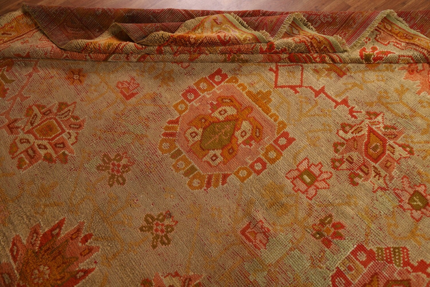 Pre-1900 Antique Vegetable Dye Oushak Turkish Rug 10x17