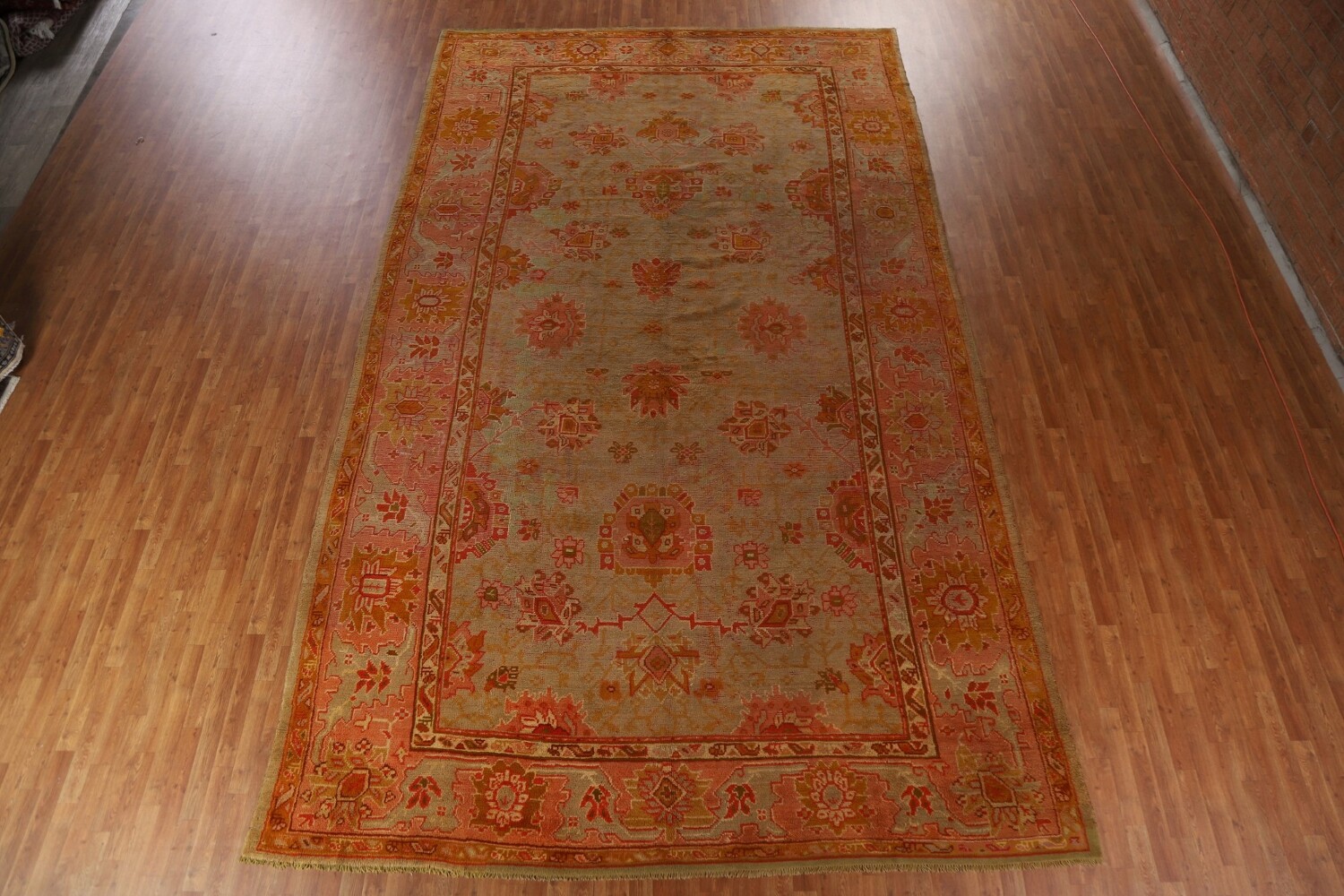Pre-1900 Antique Vegetable Dye Oushak Turkish Rug 10x17