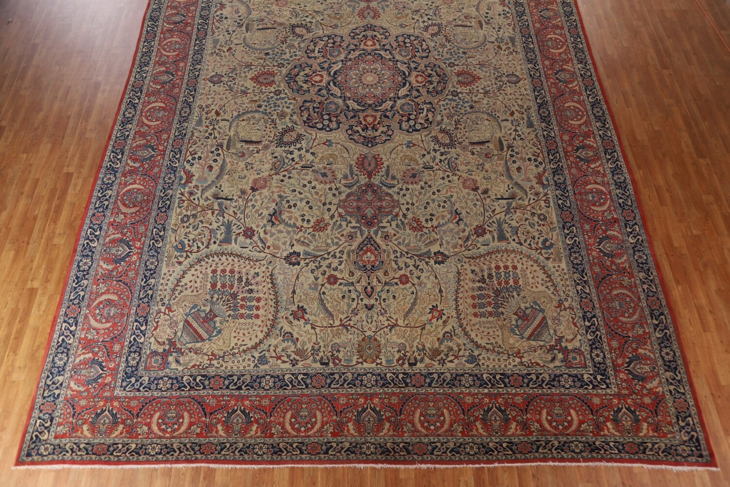 Pre-1900 Antique Vegetable Dye Tabriz Haj Jalili Persian Rug 13x20