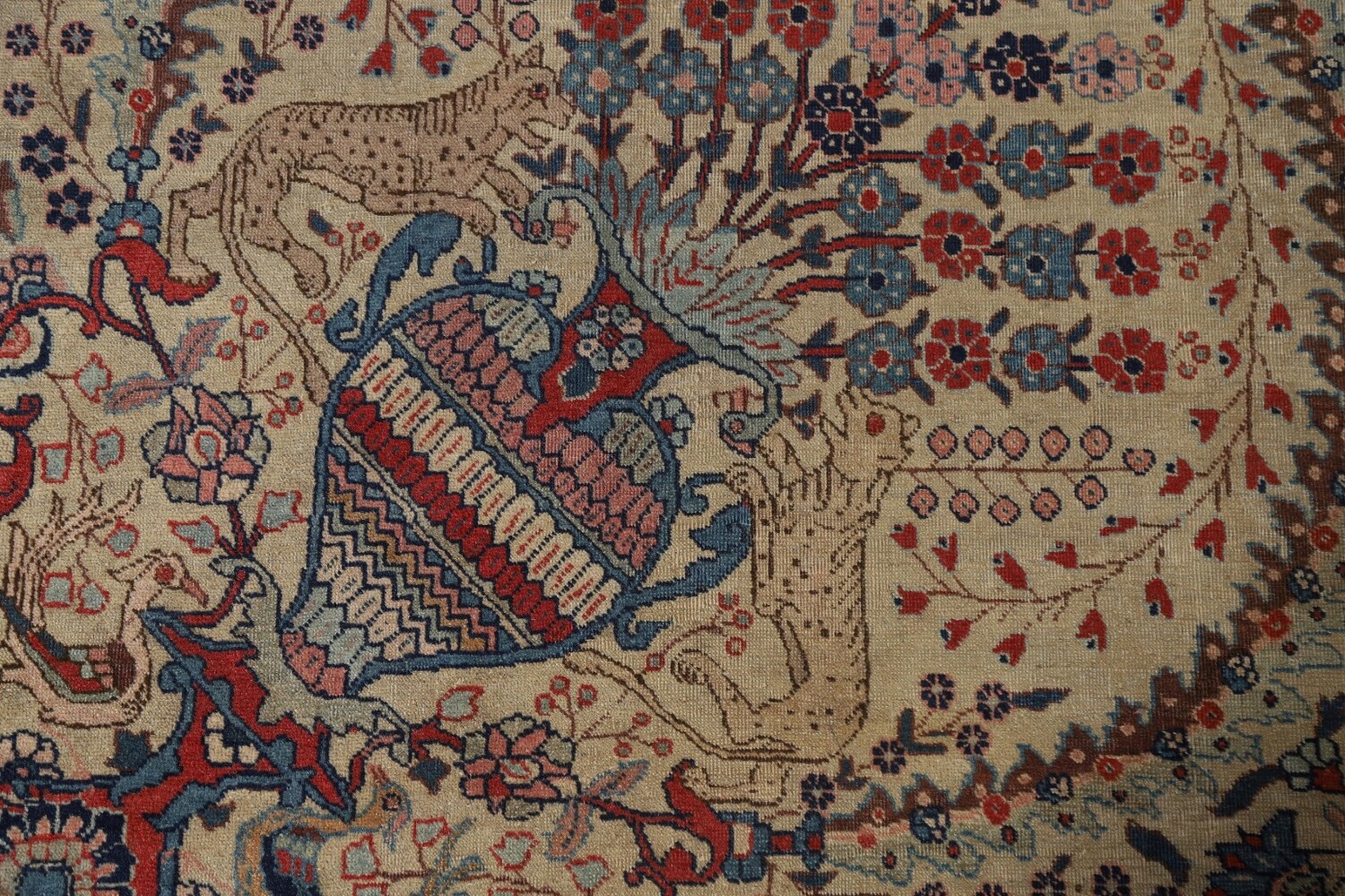 Pre-1900 Antique Vegetable Dye Tabriz Haj Jalili Persian Rug 13x20