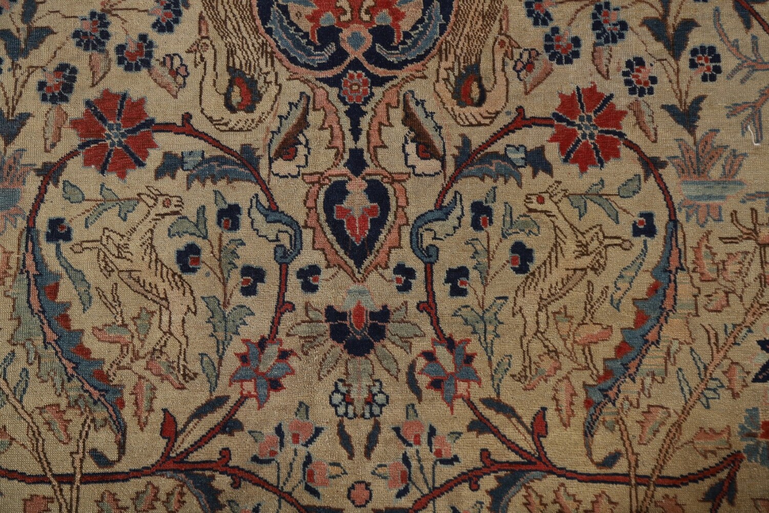 Pre-1900 Antique Vegetable Dye Tabriz Haj Jalili Persian Rug 13x20