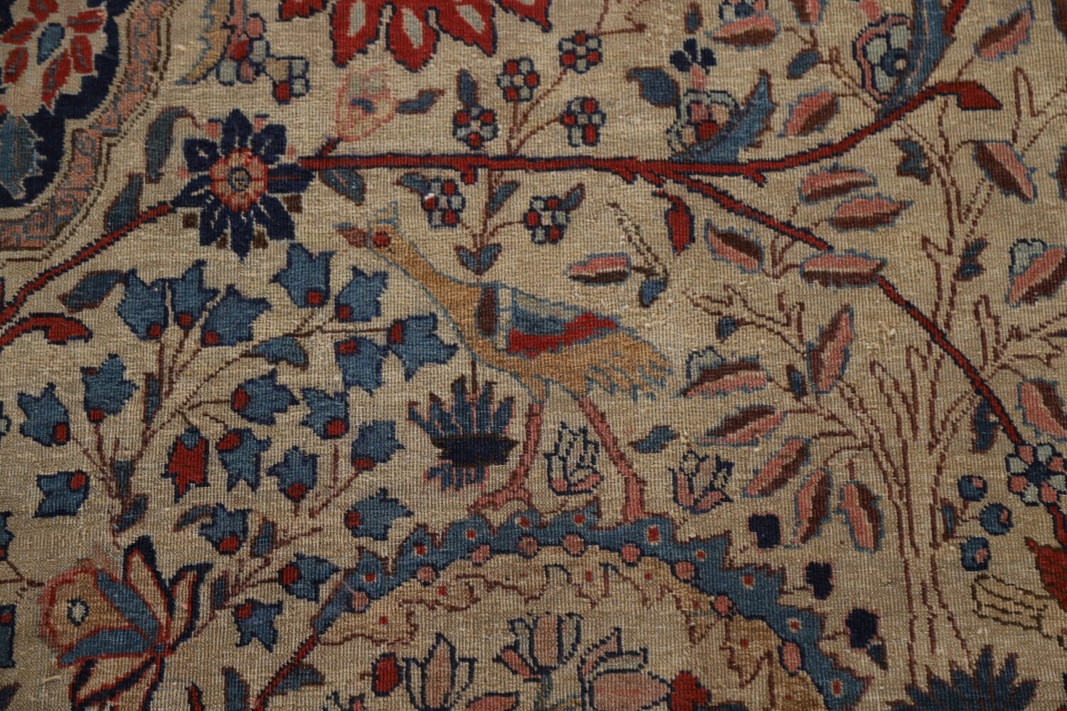 Pre-1900 Antique Vegetable Dye Tabriz Haj Jalili Persian Rug 13x20