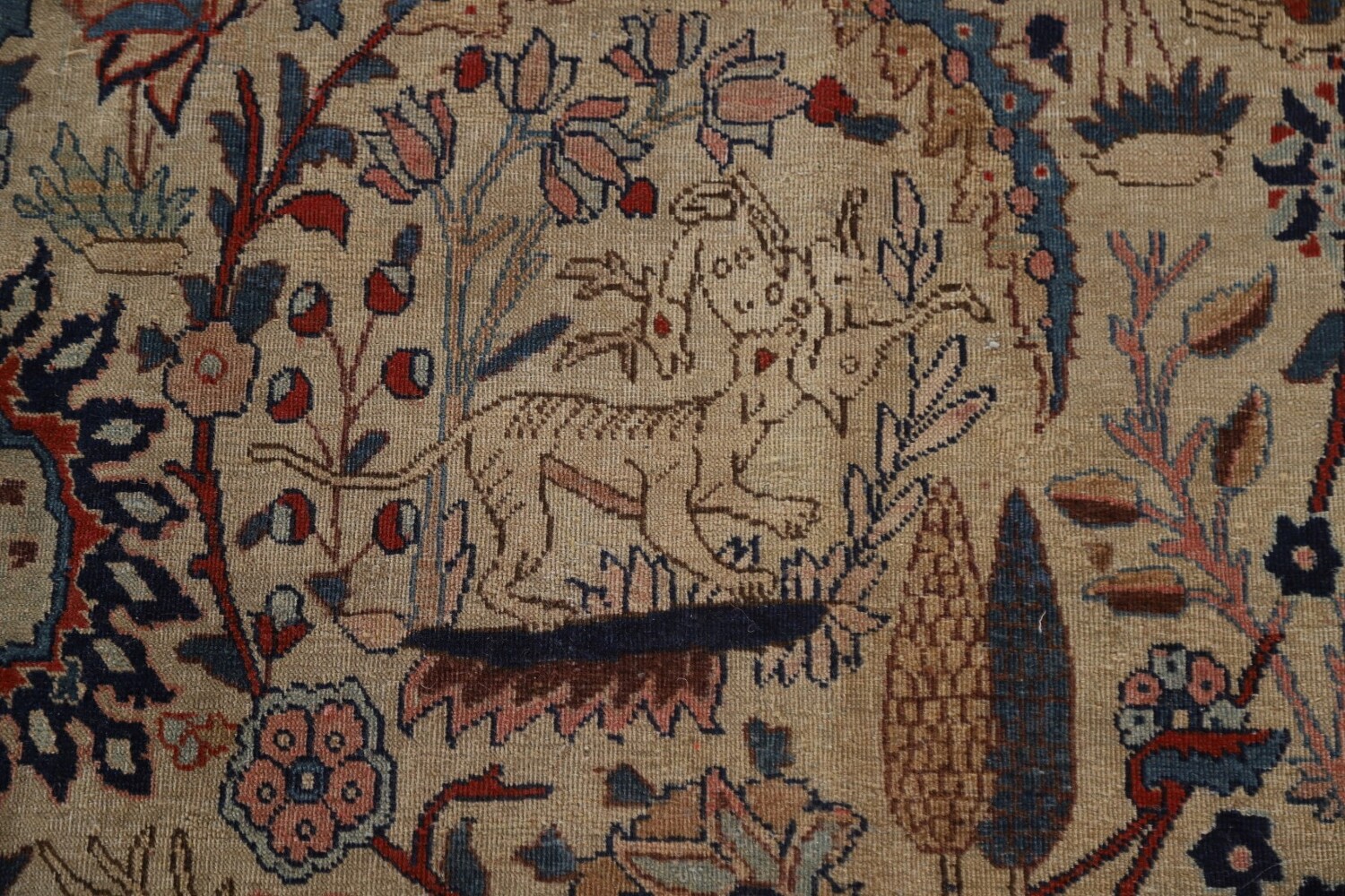 Pre-1900 Antique Vegetable Dye Tabriz Haj Jalili Persian Rug 13x20