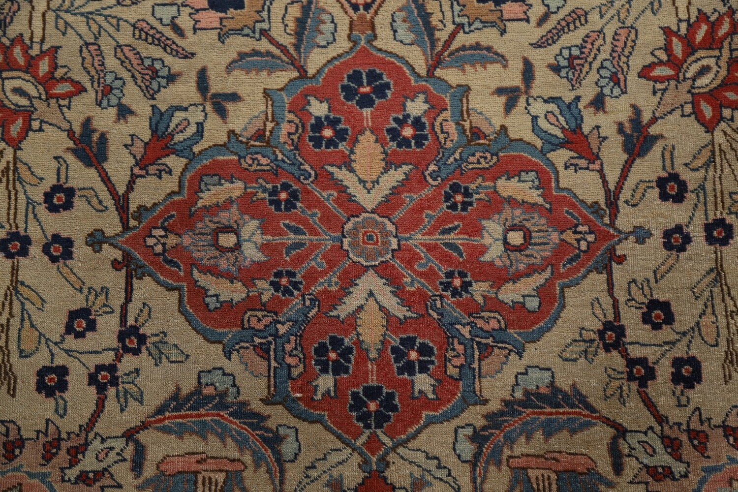 Pre-1900 Antique Vegetable Dye Tabriz Haj Jalili Persian Rug 13x20