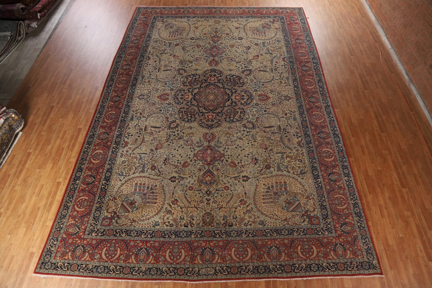 Pre-1900 Antique Vegetable Dye Tabriz Haj Jalili Persian Rug 13x20