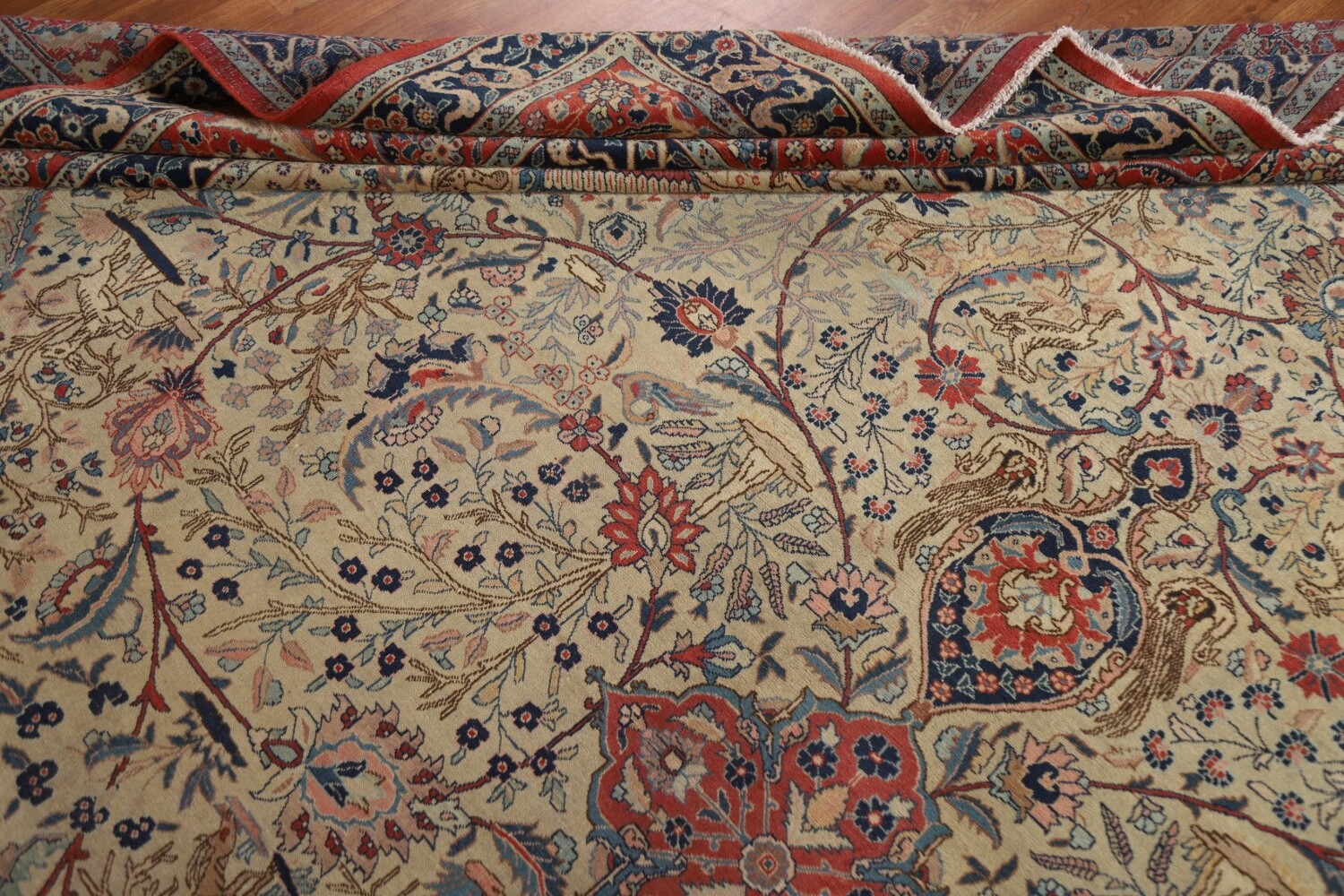 Pre-1900 Antique Vegetable Dye Tabriz Haj Jalili Persian Rug 13x20