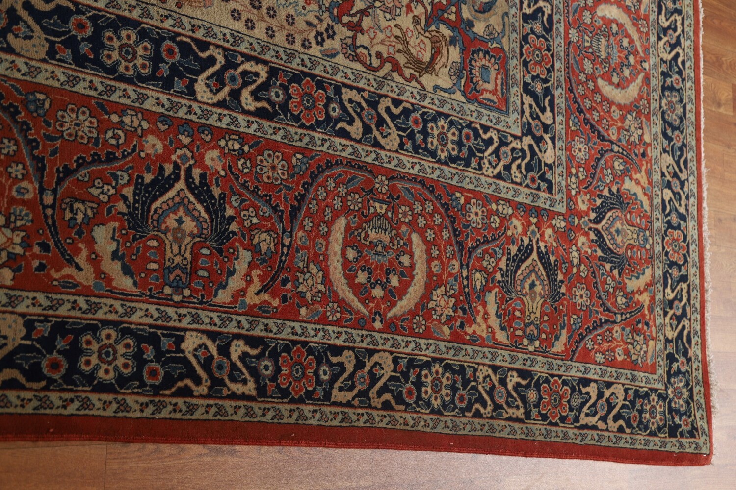 Pre-1900 Antique Vegetable Dye Tabriz Haj Jalili Persian Rug 13x20