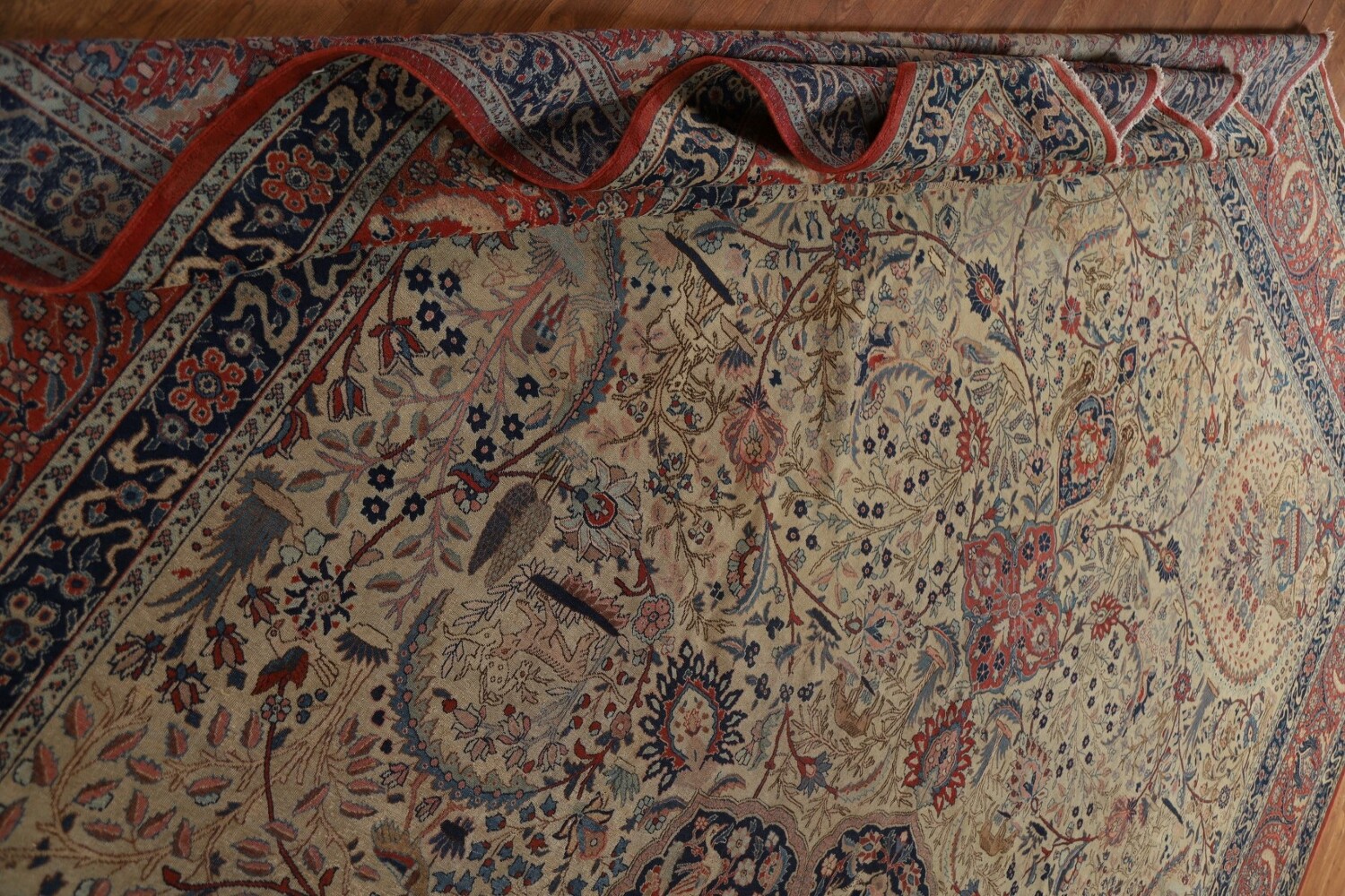 Pre-1900 Antique Vegetable Dye Tabriz Haj Jalili Persian Rug 13x20