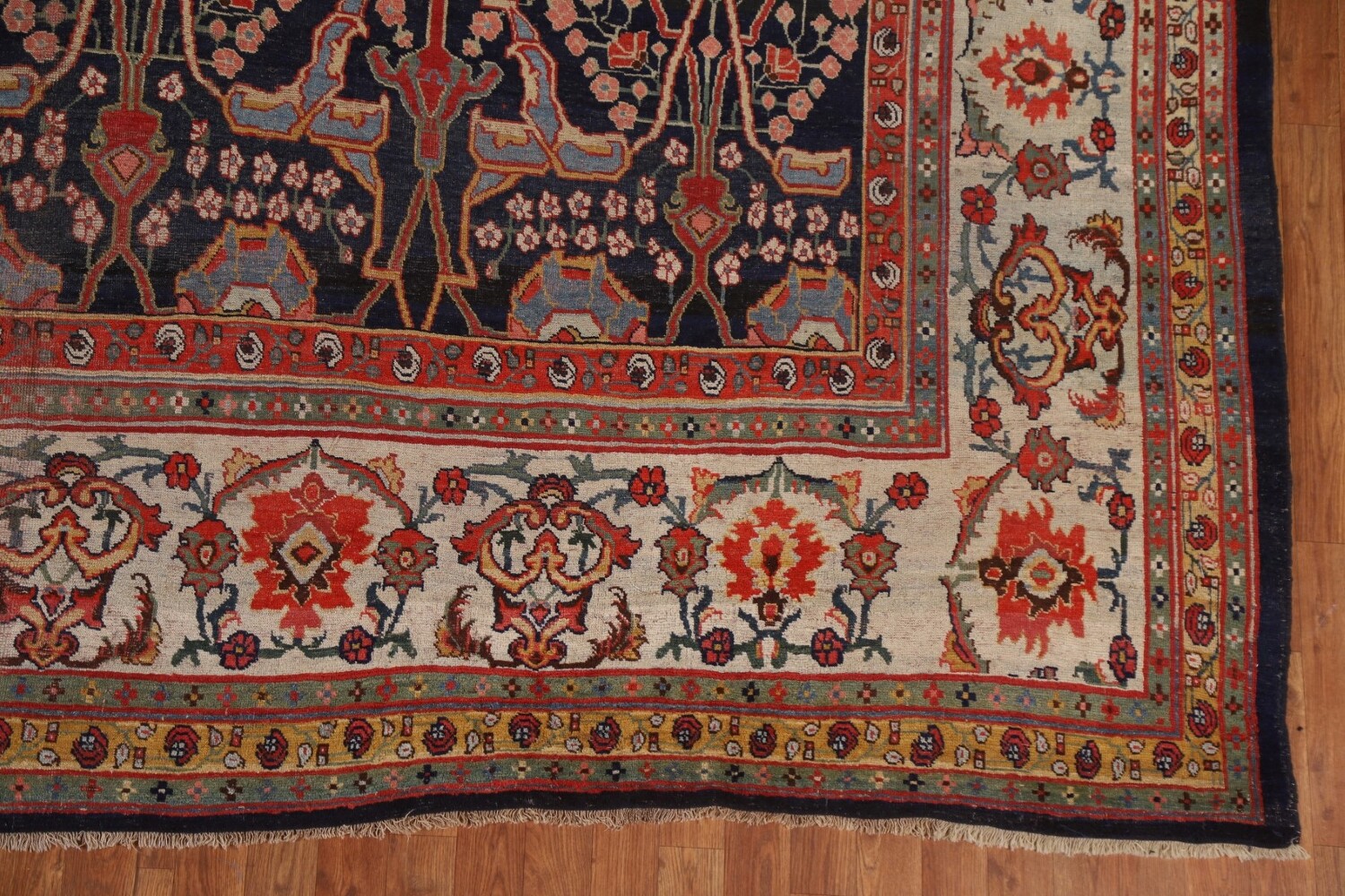Pre-1900 Antique Vegetable Dye Bidjar Halvaei Persian Rug 12x19