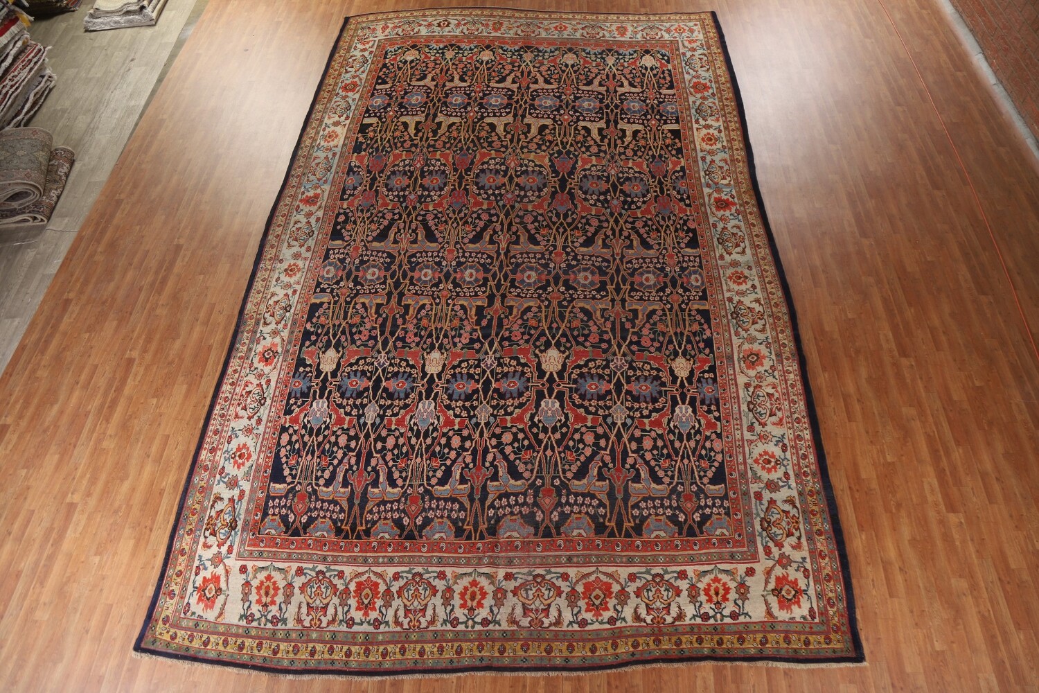 Pre-1900 Antique Vegetable Dye Bidjar Halvaei Persian Rug 12x19