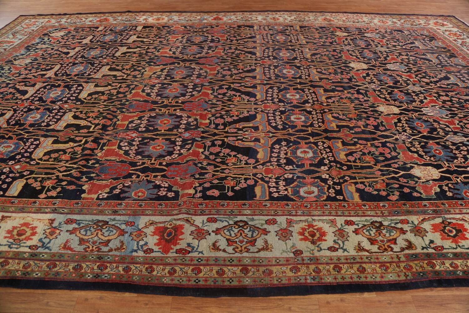 Pre-1900 Antique Vegetable Dye Bidjar Halvaei Persian Rug 12x19