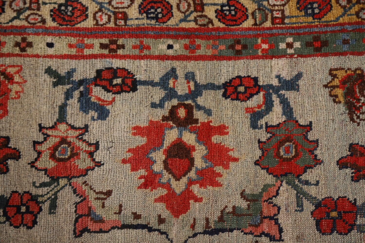 Pre-1900 Antique Vegetable Dye Bidjar Halvaei Persian Rug 12x19
