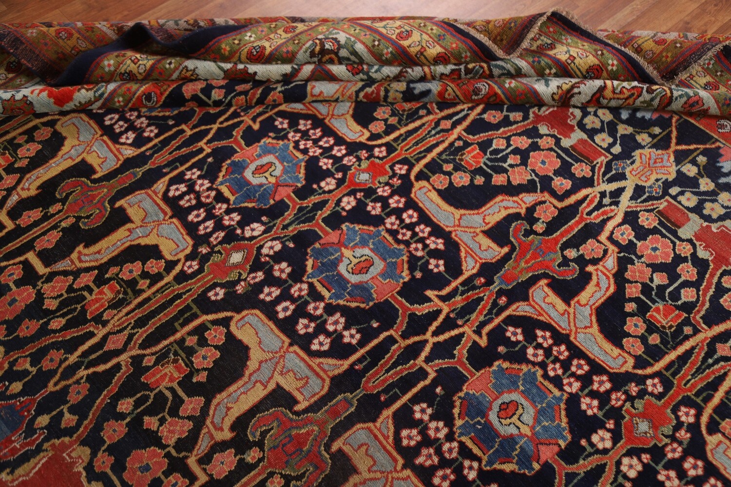 Pre-1900 Antique Vegetable Dye Bidjar Halvaei Persian Rug 12x19