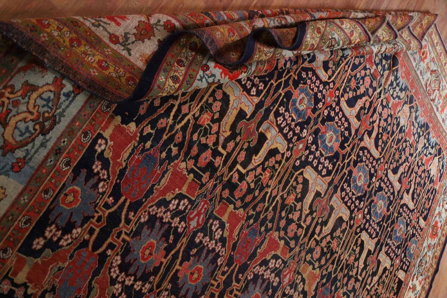 Pre-1900 Antique Vegetable Dye Bidjar Halvaei Persian Rug 12x19