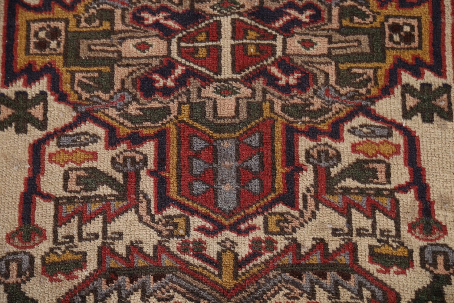 Antique Vegetable Dye Heriz Persian Runner Rug 3x9