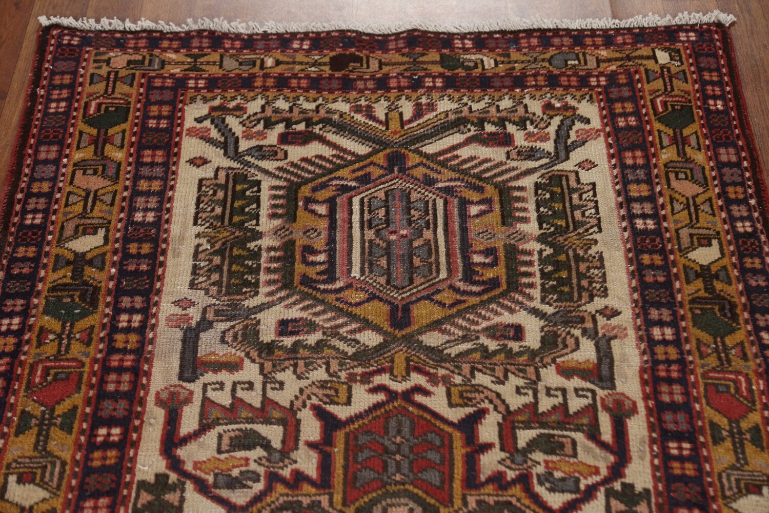 Antique Vegetable Dye Heriz Persian Runner Rug 3x9