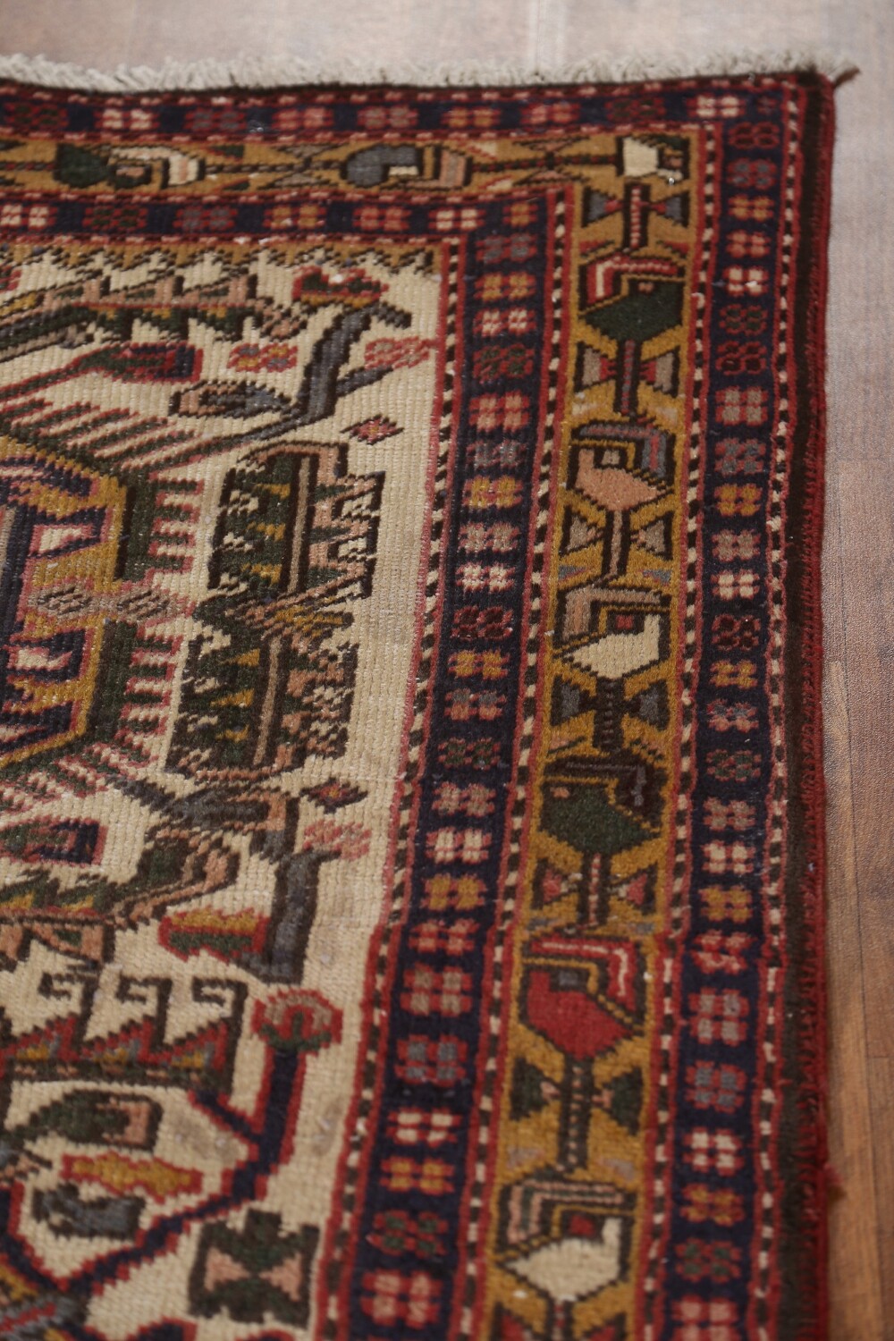 Antique Vegetable Dye Heriz Persian Runner Rug 3x9