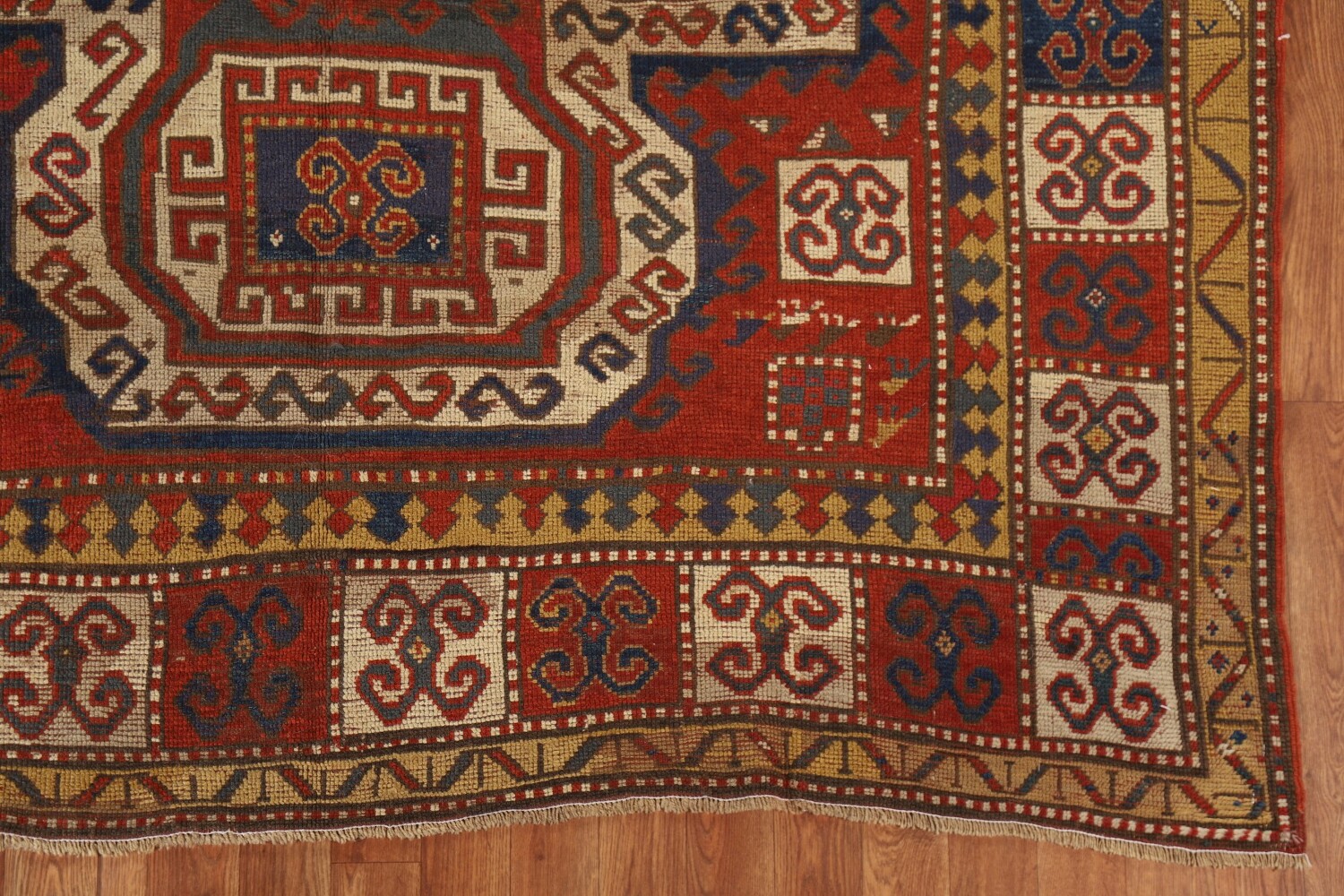 Pre-1900 Antique Vegetable Dye Kazak Persian Area Rug 6x9
