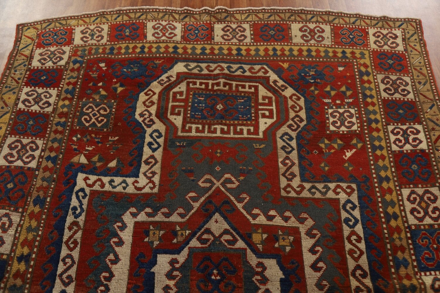 Pre-1900 Antique Vegetable Dye Kazak Persian Area Rug 6x9