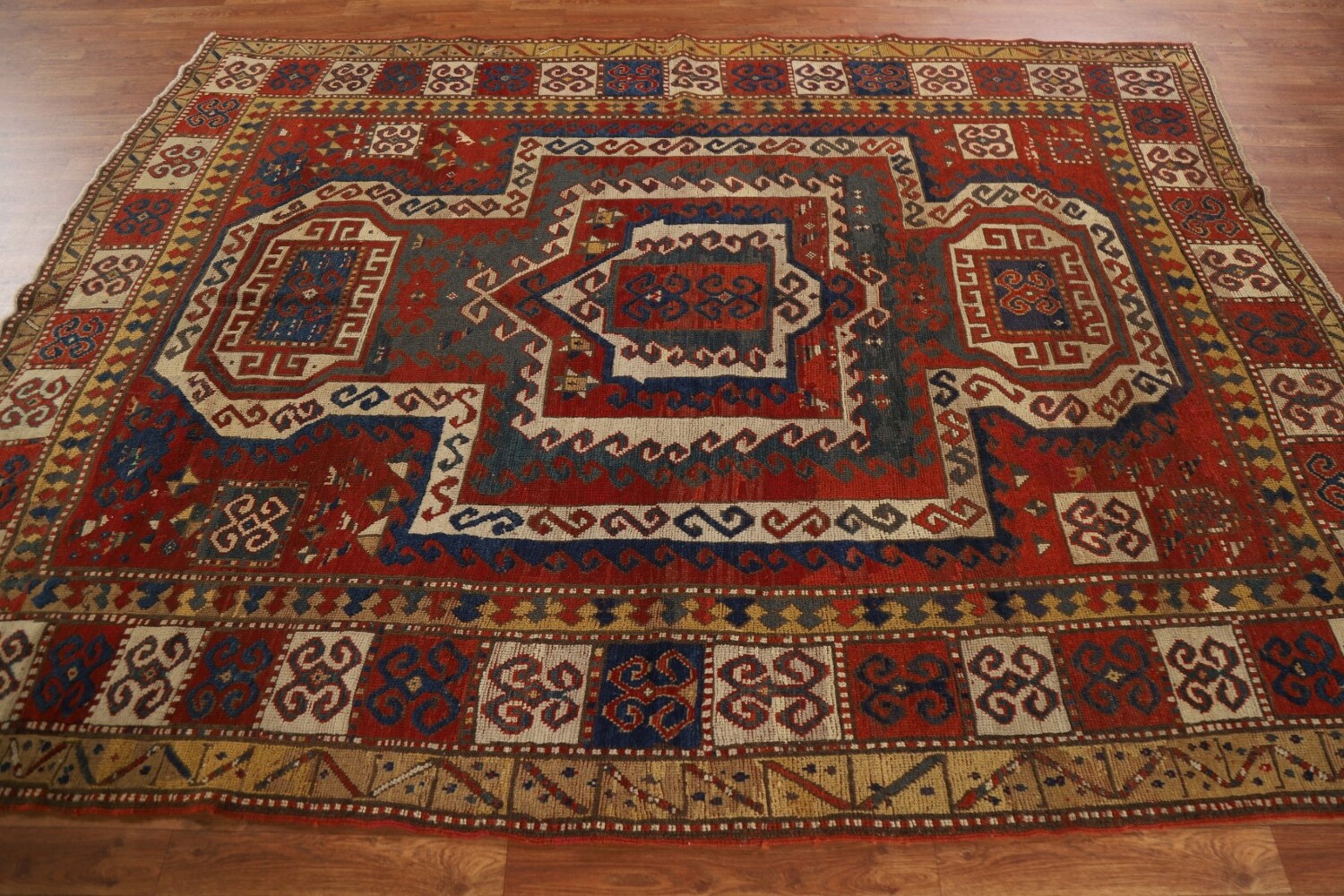 Pre-1900 Antique Vegetable Dye Kazak Persian Area Rug 6x9