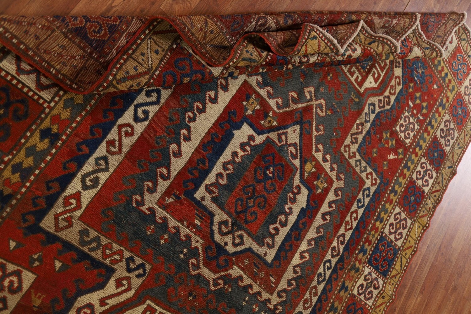 Pre-1900 Antique Vegetable Dye Kazak Persian Area Rug 6x9