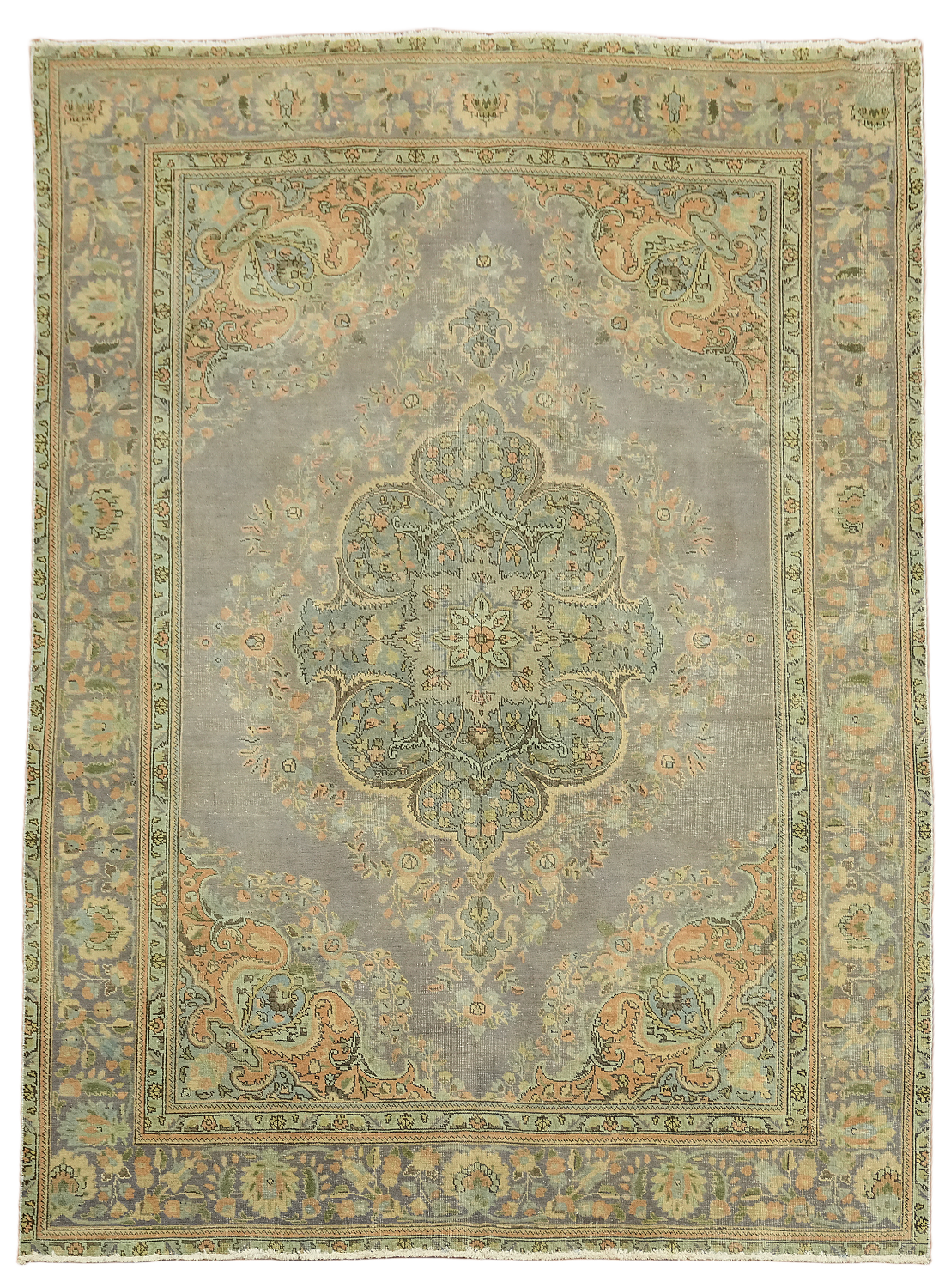 Antique-Style Rug Heriz Serapi Muted Color Living Room Rug 7x11 ft