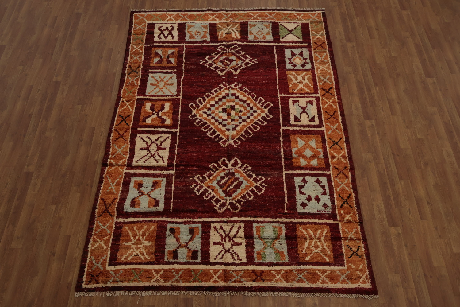 Elegant Moroccan Area Rug 7x10 with Geometric Bohemian Patterns