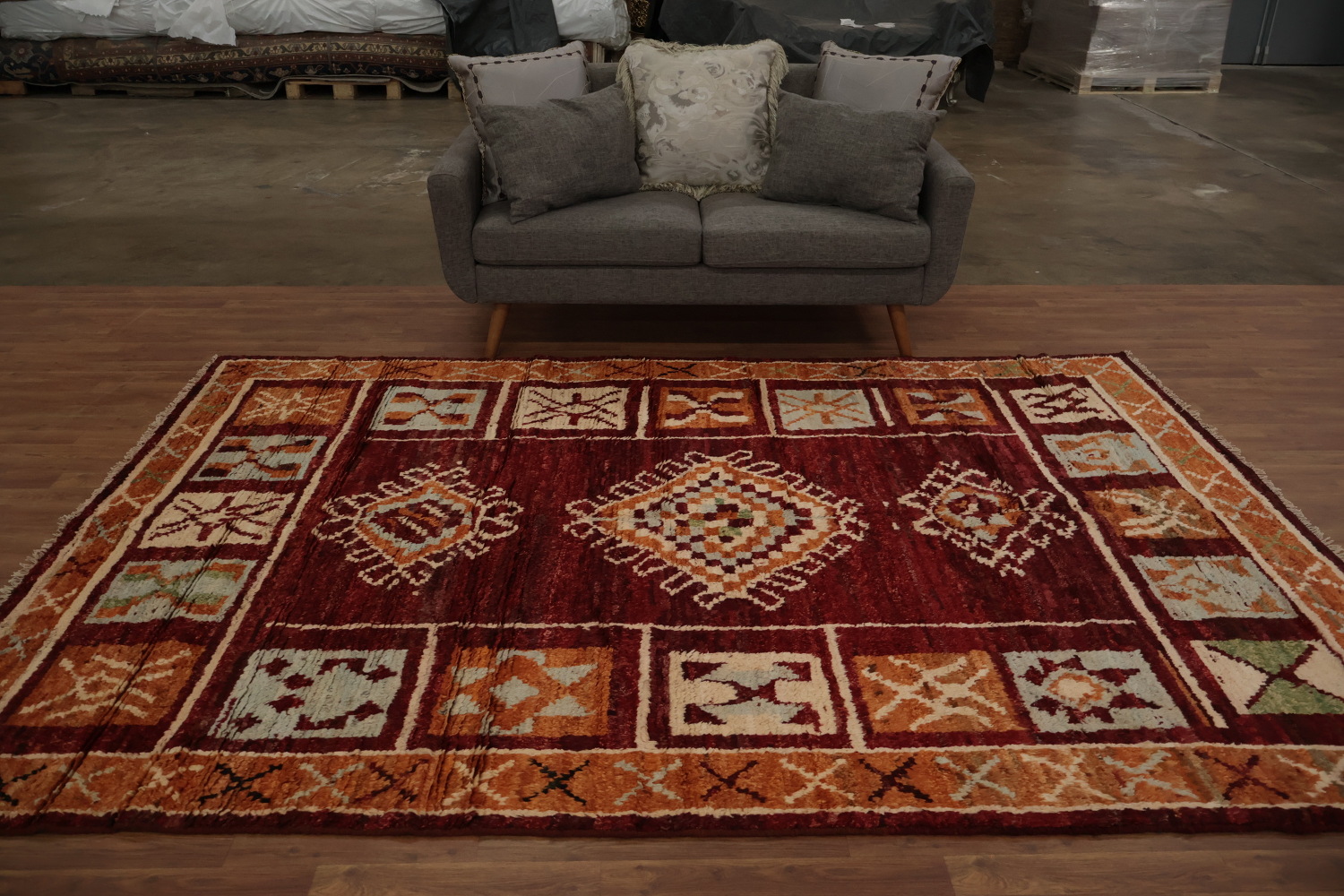 Elegant Moroccan Area Rug 7x10 with Geometric Bohemian Patterns