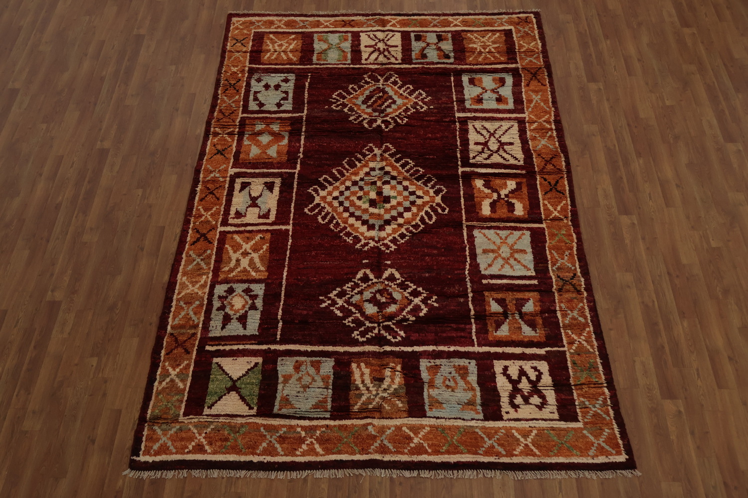 Elegant Moroccan Area Rug 7x10 with Geometric Bohemian Patterns
