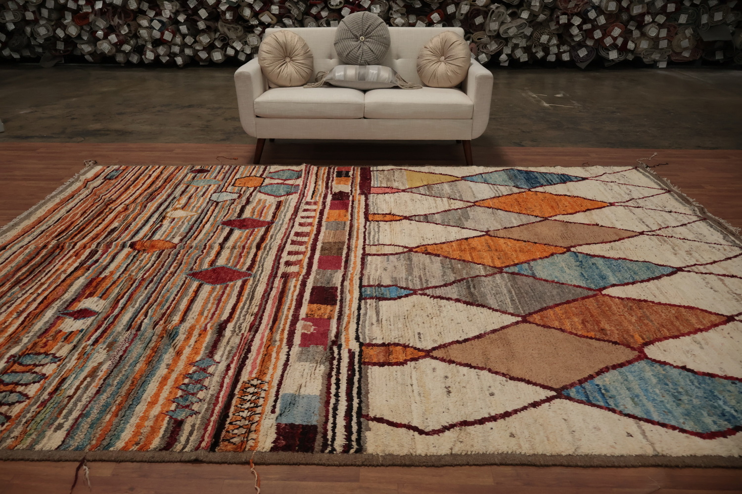 Versatile Moroccan Area Rug 9x12 with Intricate Geometric Motifs
