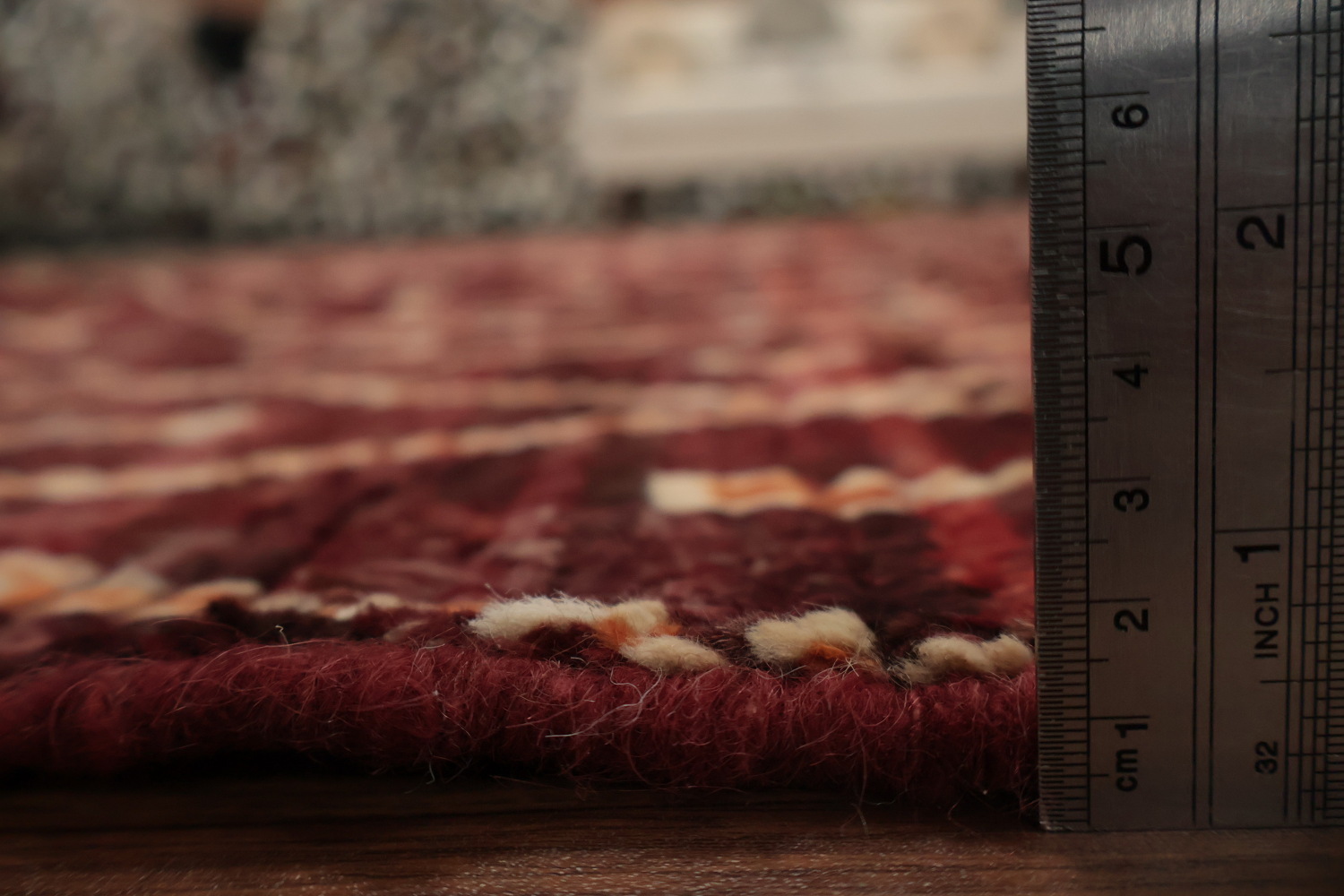 Luxurious Maroon Rug with Intricate Diamond Pattern Details 8'x10'