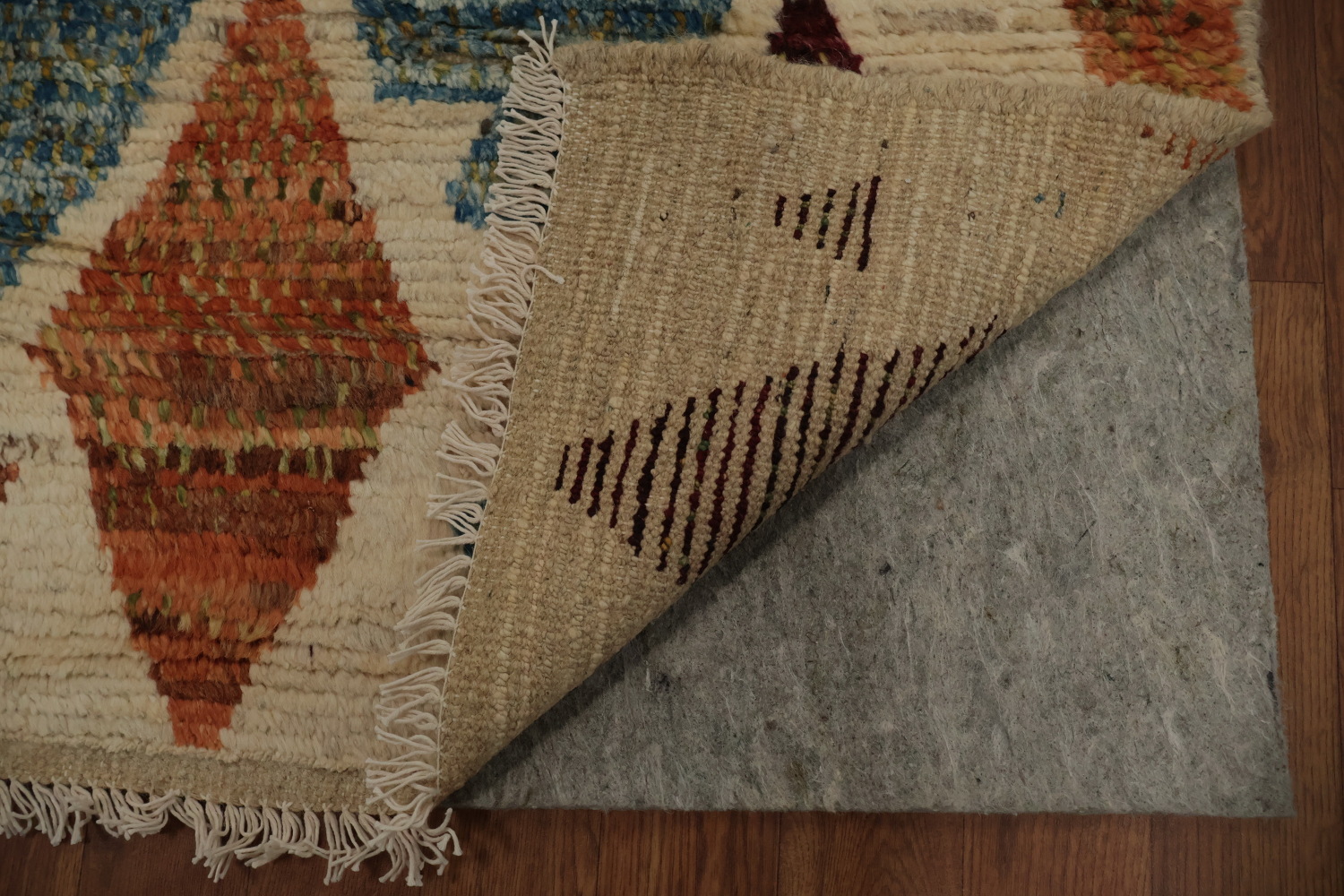 Rustic Diamond Moroccan Area Rug 7x10 in Earthy and Sky Hues