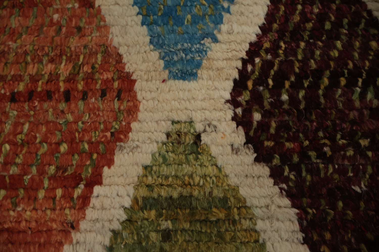 Rustic Diamond Moroccan Area Rug 7x10 in Earthy and Sky Hues