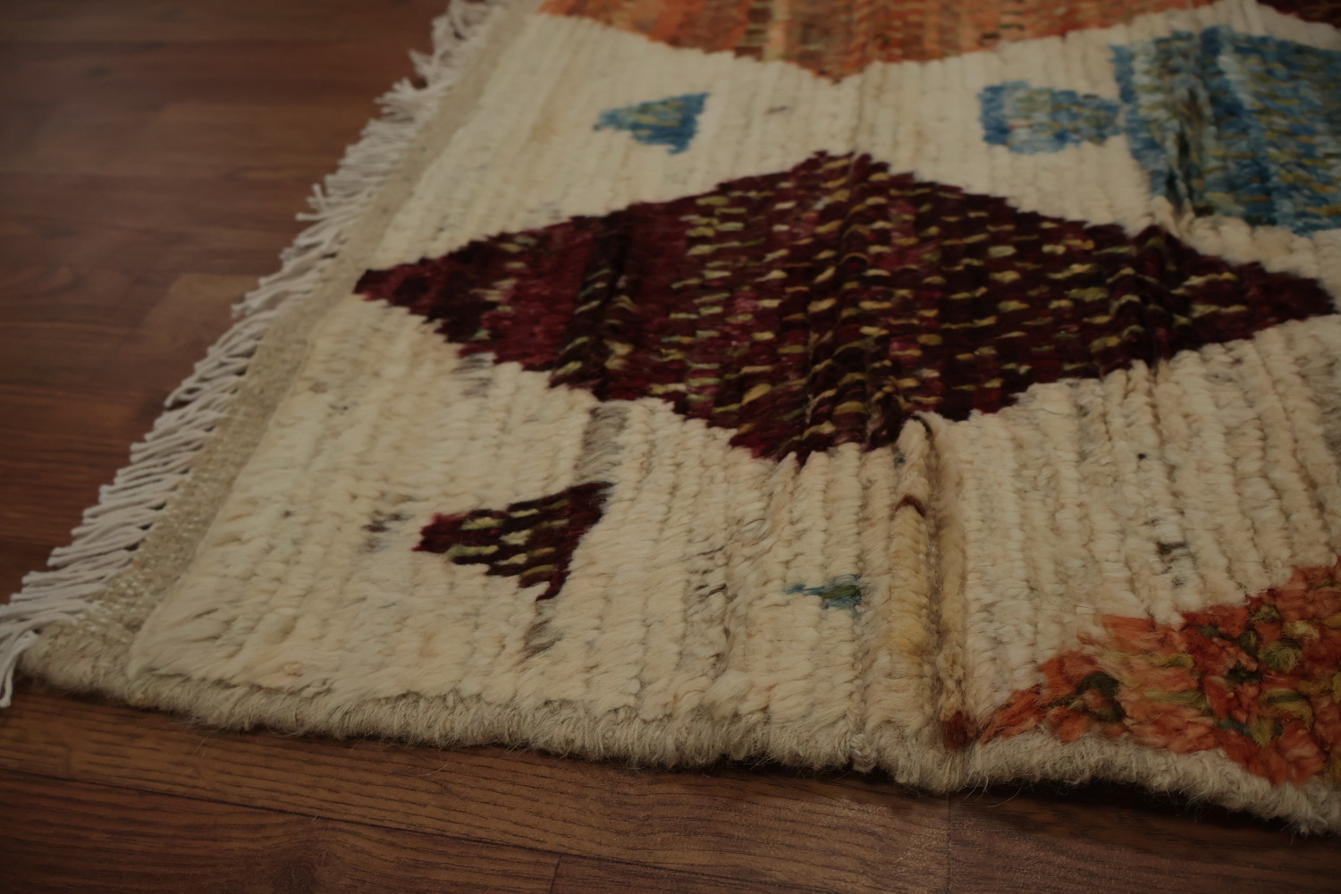 Rustic Diamond Moroccan Area Rug 7x10 in Earthy and Sky Hues