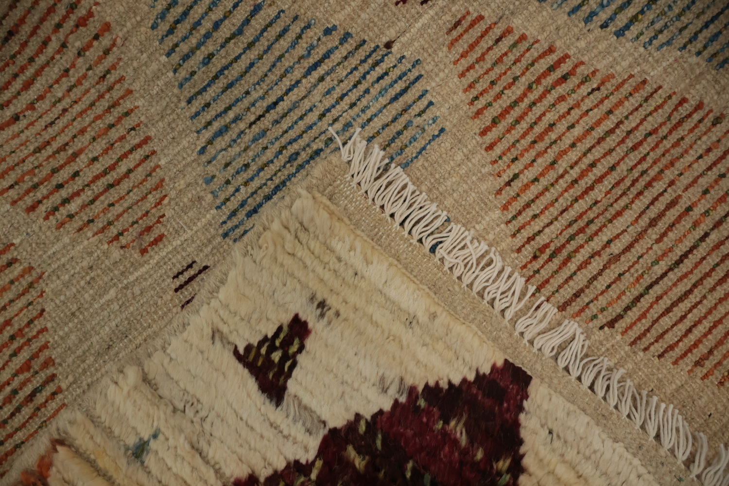 Rustic Diamond Moroccan Area Rug 7x10 in Earthy and Sky Hues