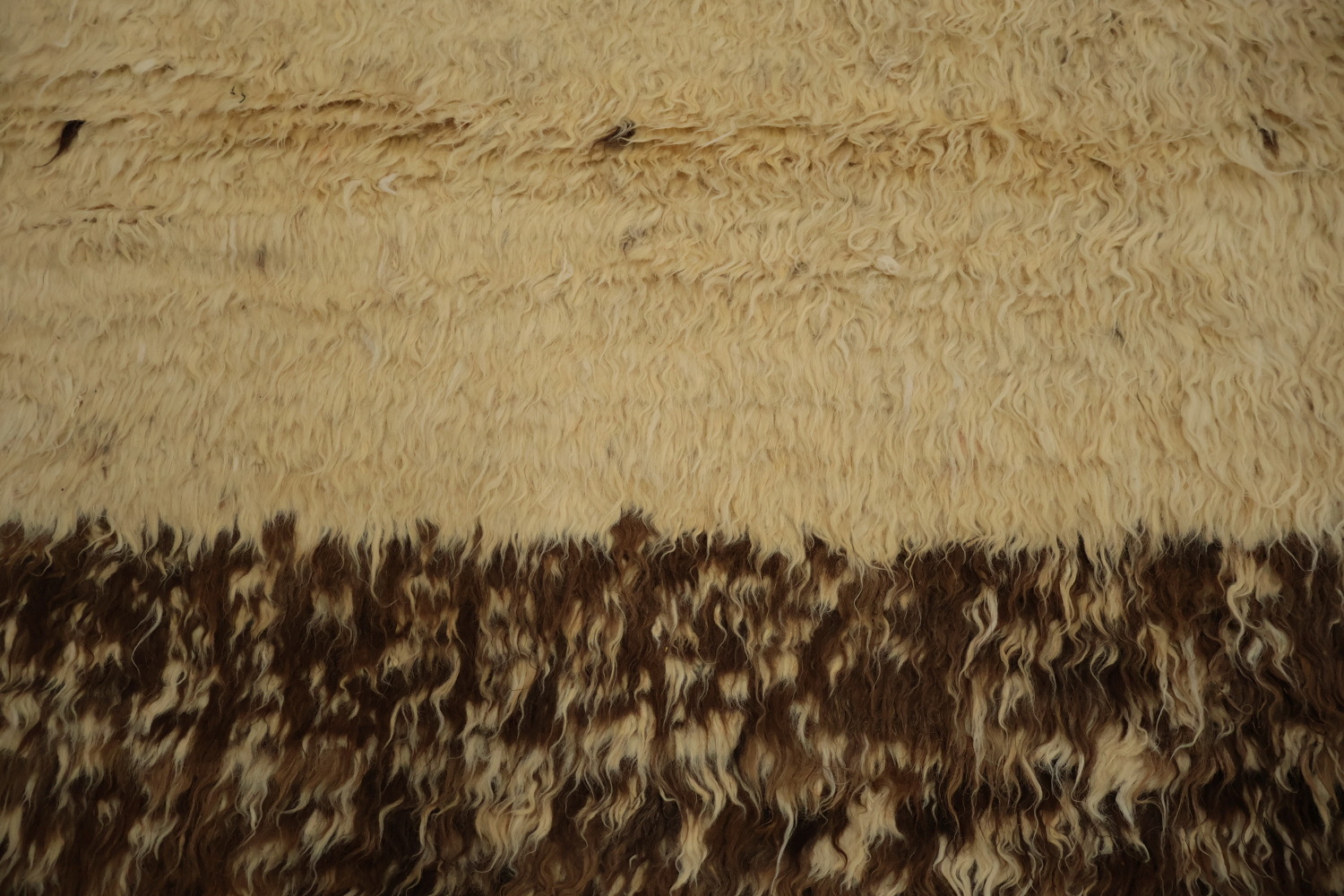 Natural Toned Moroccan Area Rug 7x10 with a Central Diamond Highlight