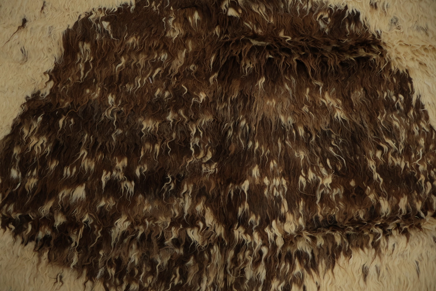 Natural Toned Moroccan Area Rug 7x10 with a Central Diamond Highlight