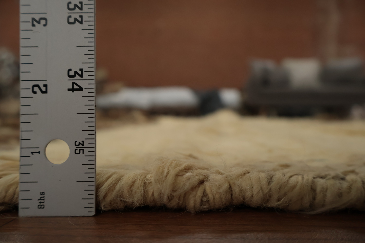 Natural Toned Moroccan Area Rug 7x10 with a Central Diamond Highlight