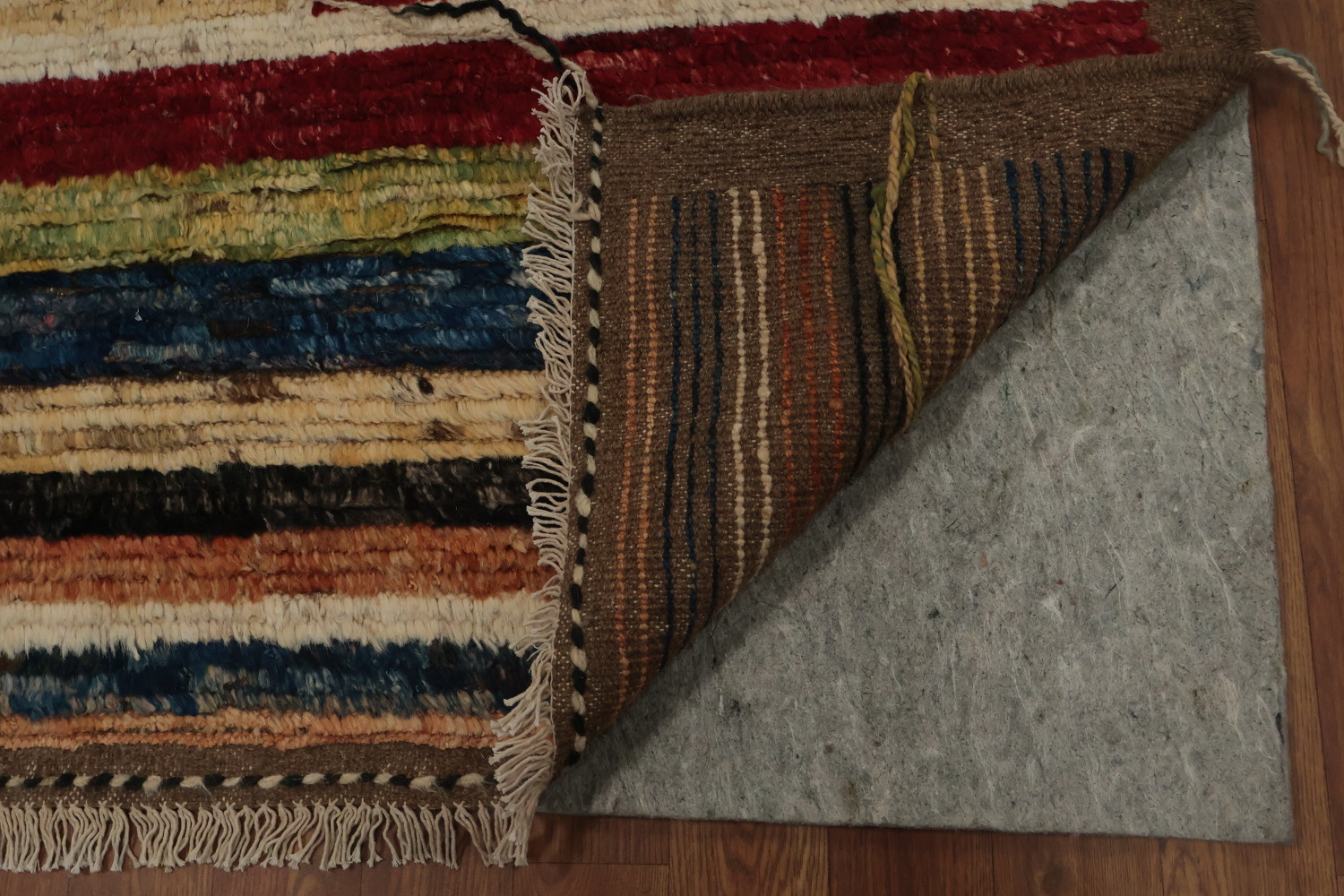 Artistic Moroccan Large Area Rug 9x12 with Unique Block Patterns