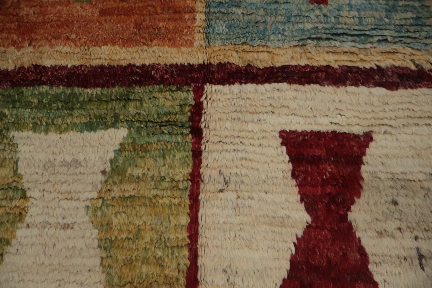 Artistic Moroccan Large Area Rug 9x12 with Unique Block Patterns