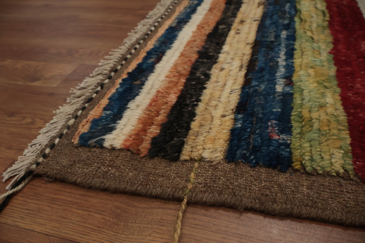 Artistic Moroccan Large Area Rug 9x12 with Unique Block Patterns