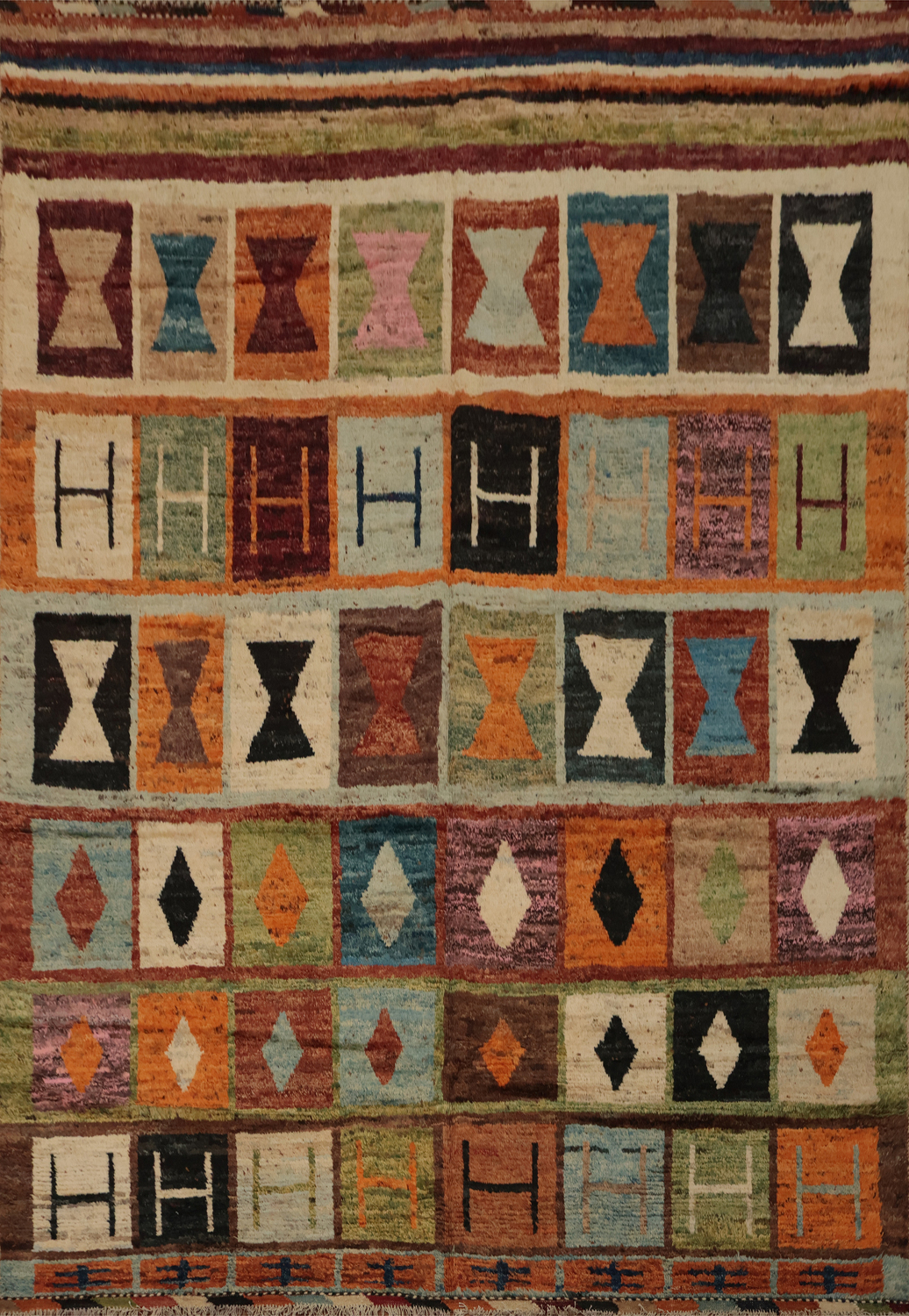 Multicolored Moroccan Area Rug 8x10 with Vibrant Geometric Design
