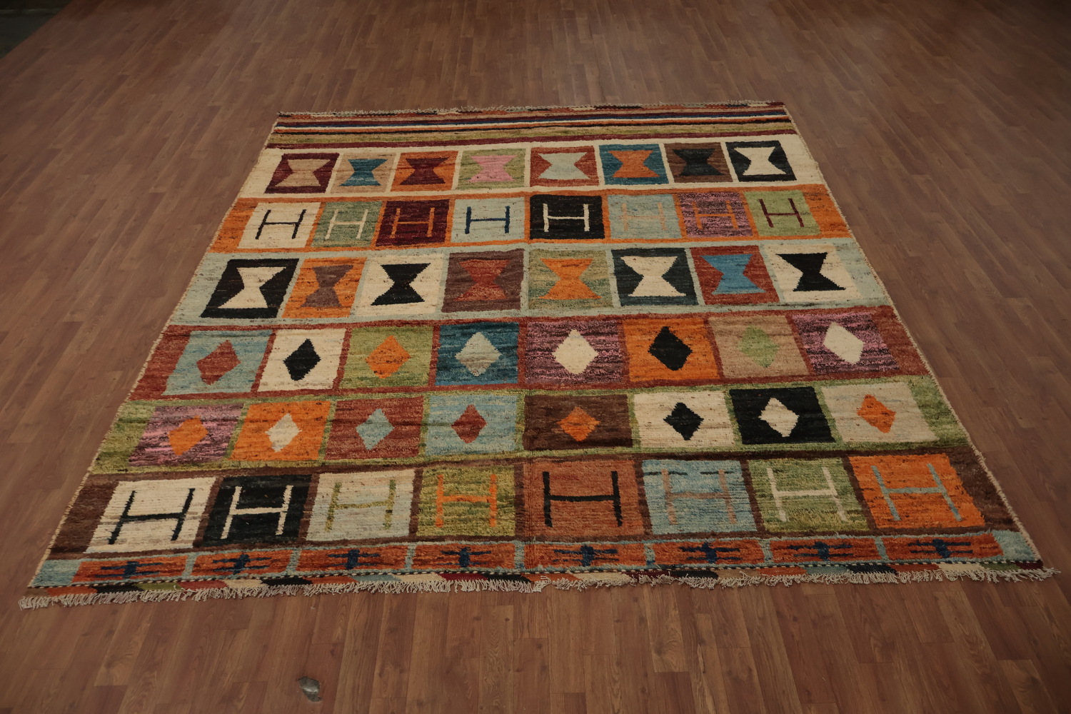 Multicolored Moroccan Area Rug 8x10 with Vibrant Geometric Design