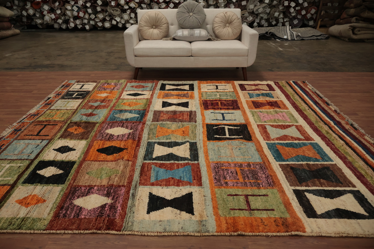 Multicolored Moroccan Area Rug 8x10 with Vibrant Geometric Design