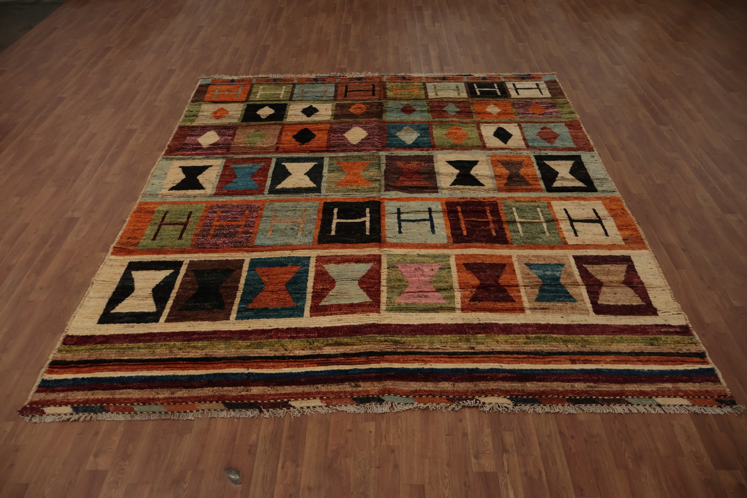 Multicolored Moroccan Area Rug 8x10 with Vibrant Geometric Design
