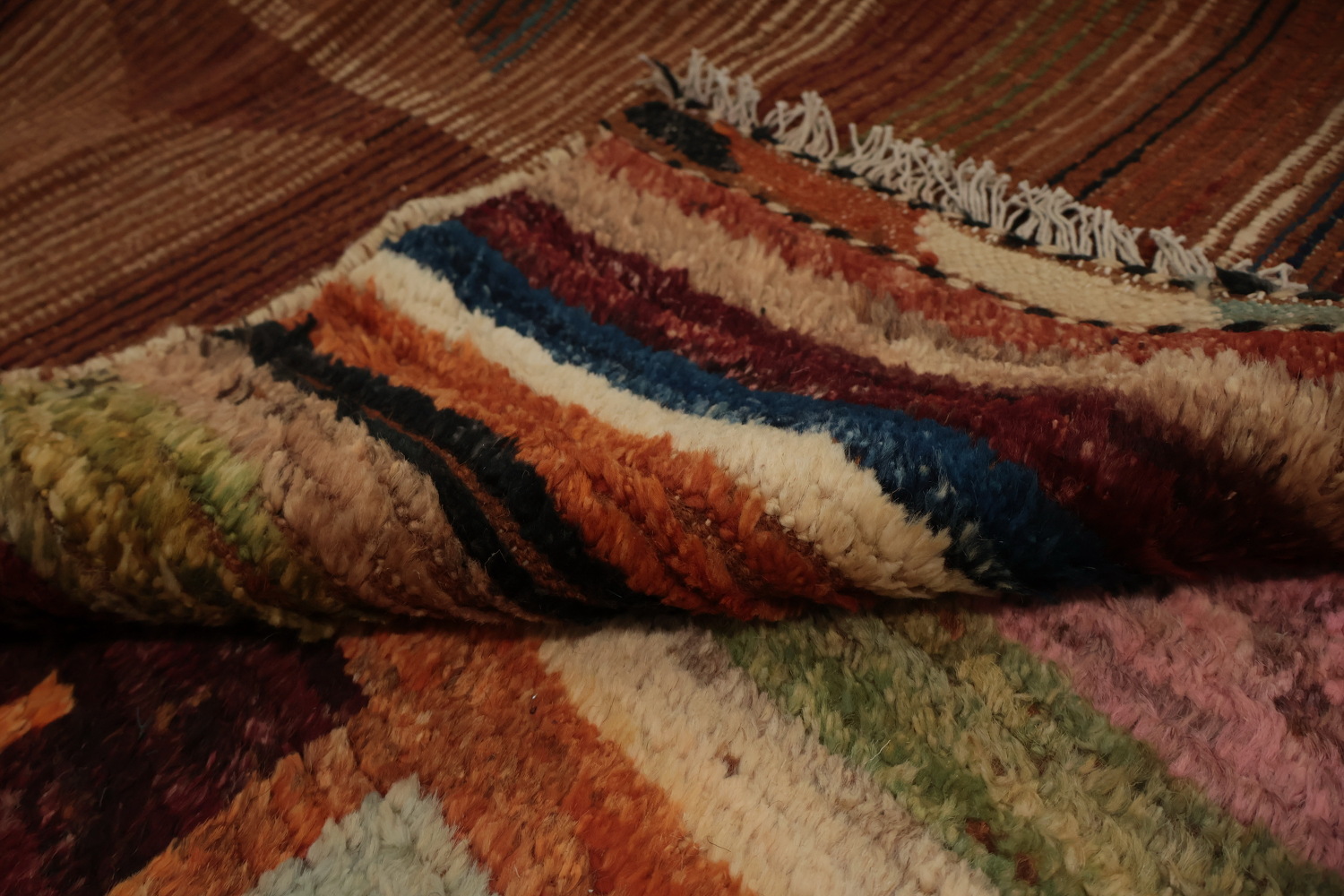 Multicolored Moroccan Area Rug 8x10 with Vibrant Geometric Design