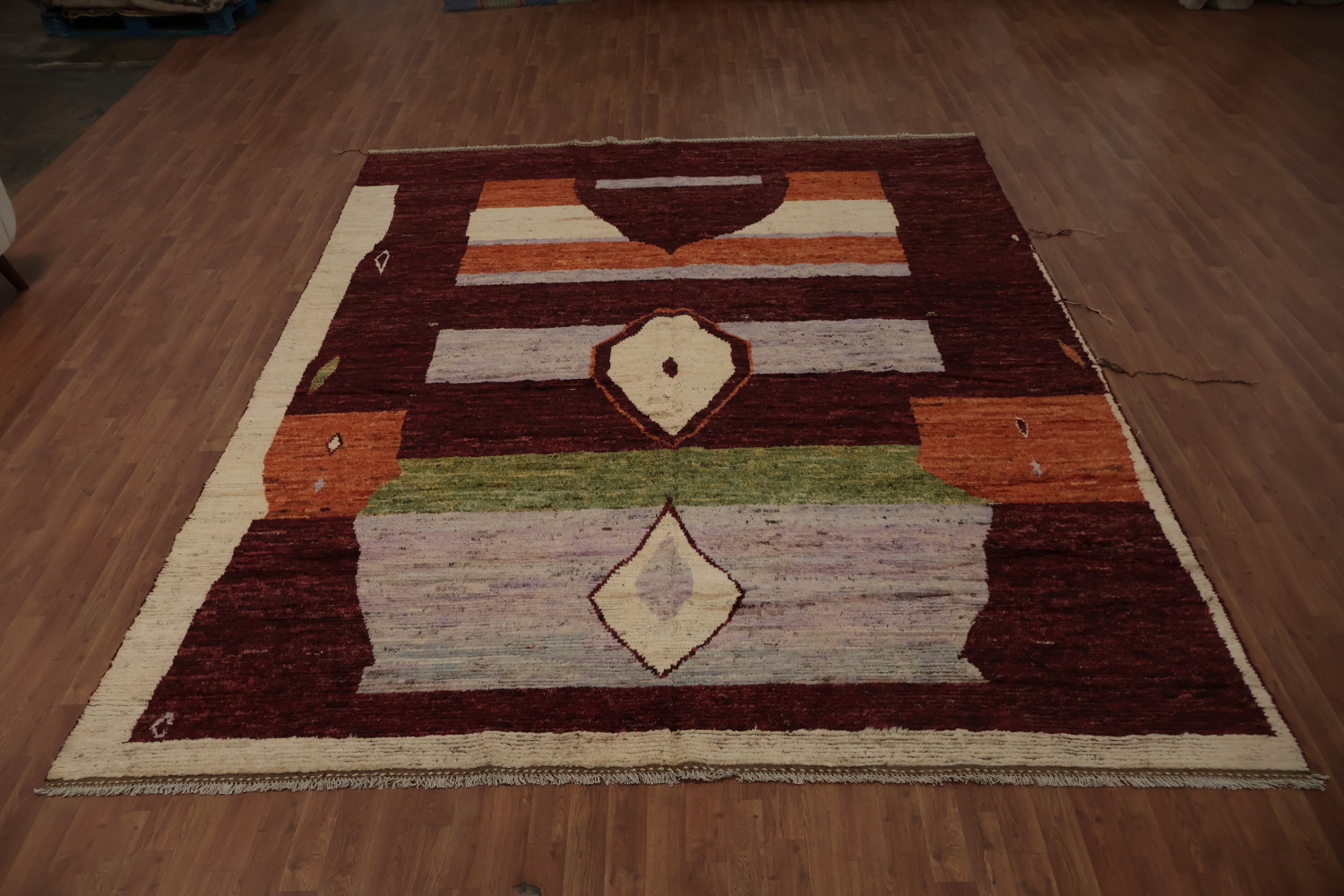 Artisanal Moroccan Area Rug 9x12 with Earth Tone and Geometric Patterns