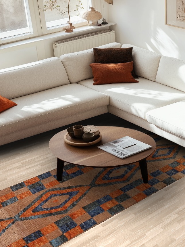 Checkered Moroccan Runner Rug 3x13