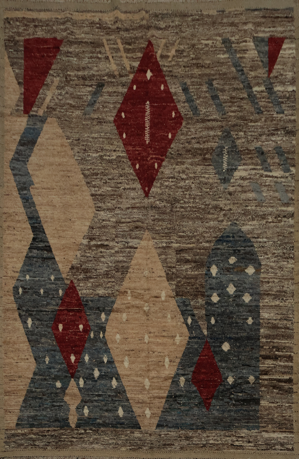 Contemporary Moroccan Large Rug 10x14 with Abstract Diamond Shapes