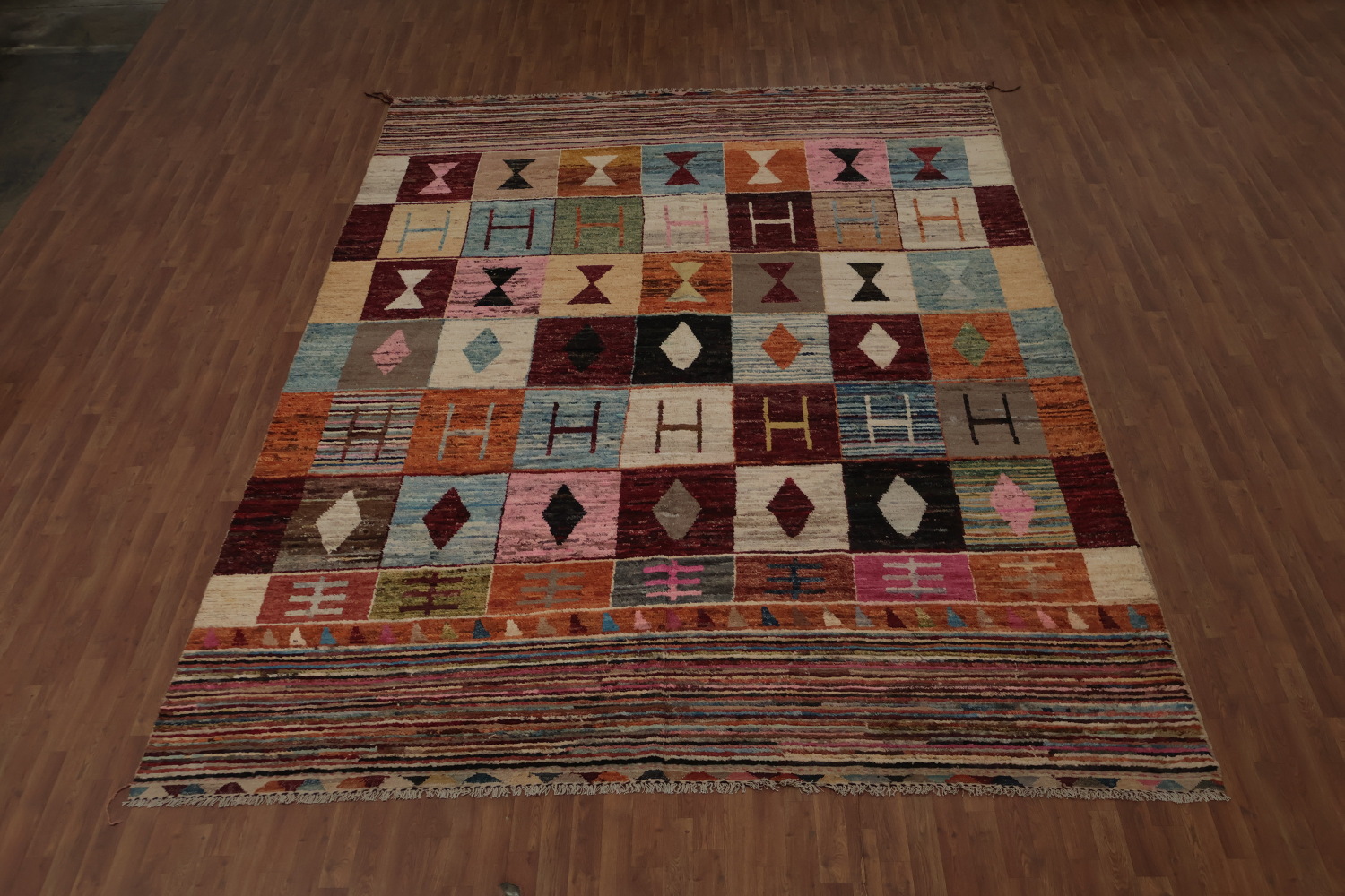 Multi-Colored Wool Moroccan Large Rug 10x14